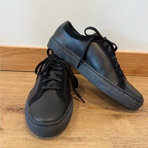 The Kooples Black Calfskin Sneakers Unisex Leather Vinyl Size 40 EU NWOB